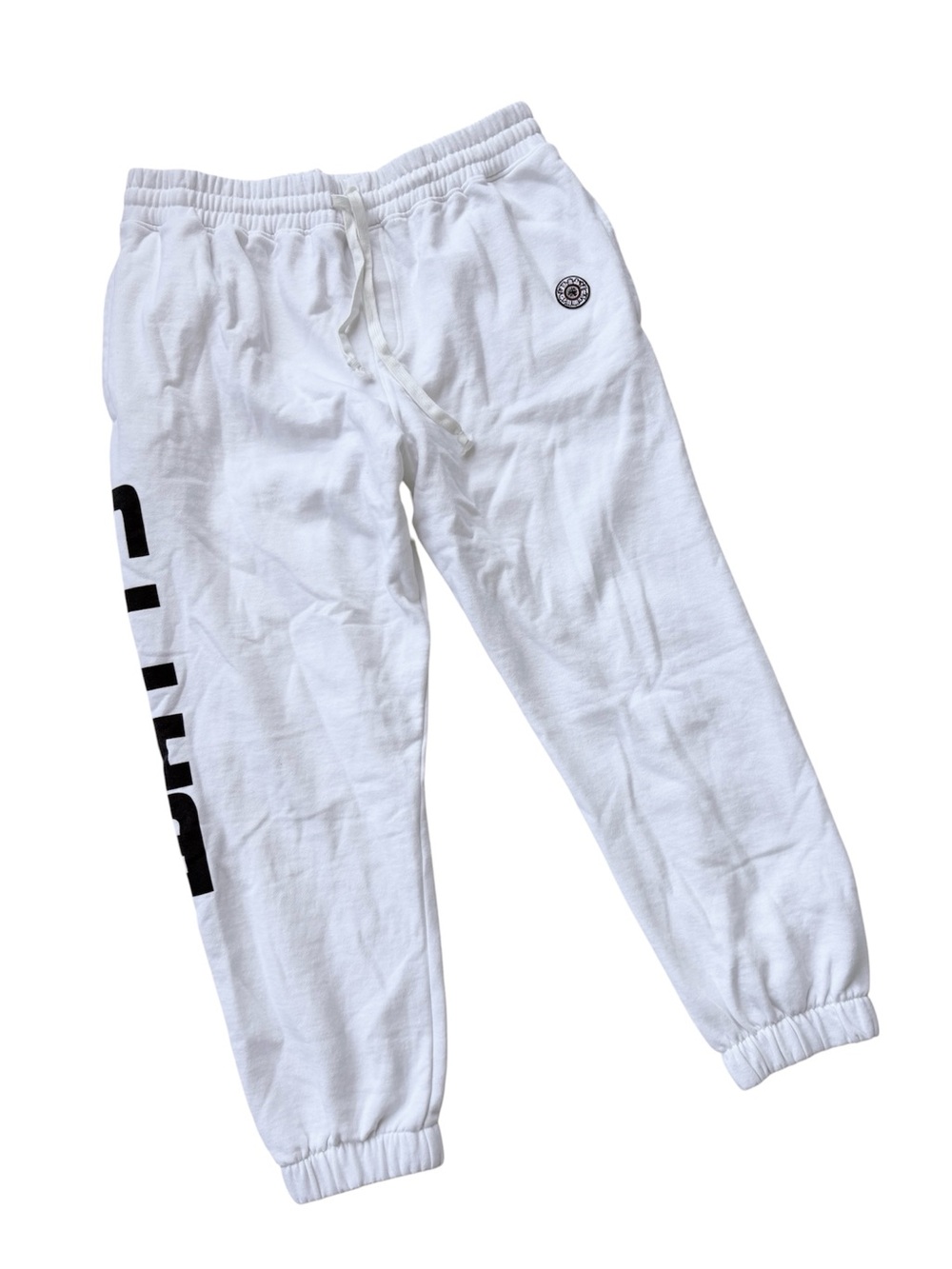 Women’s White Jogger Sweatpants with Side Logo